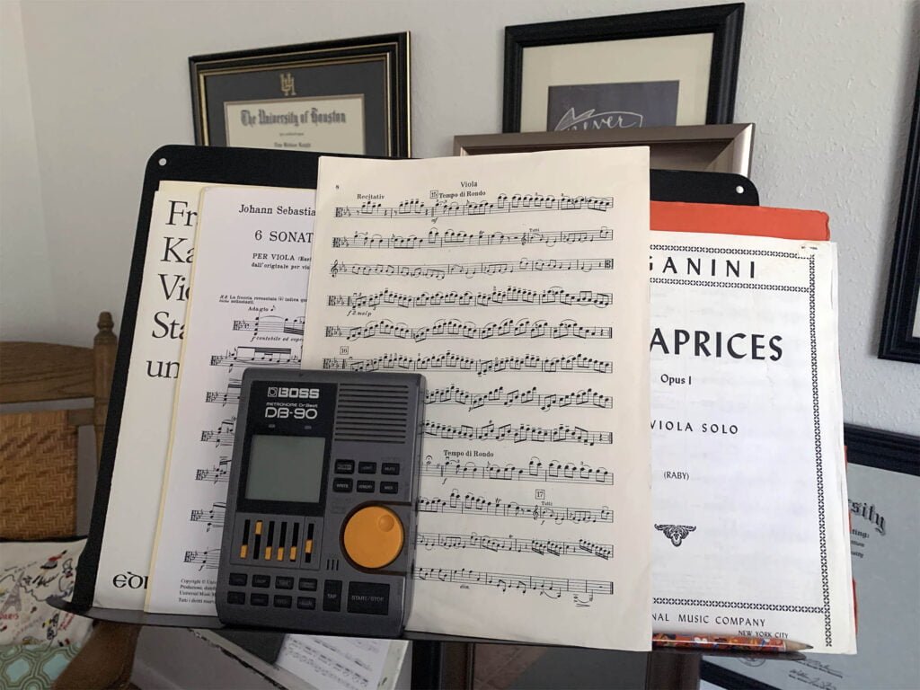 metronome and music on stand